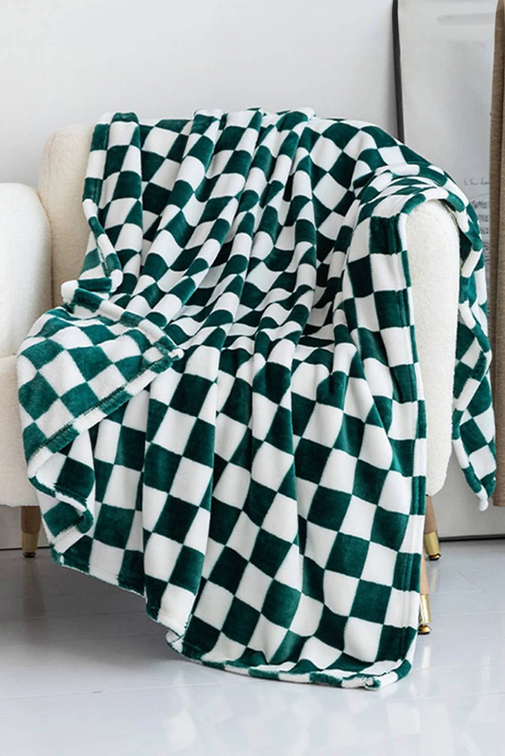LDC Checkerboard Printed Soft Throw Blanket 120*200cm: Yellow by Little Daisy Closet