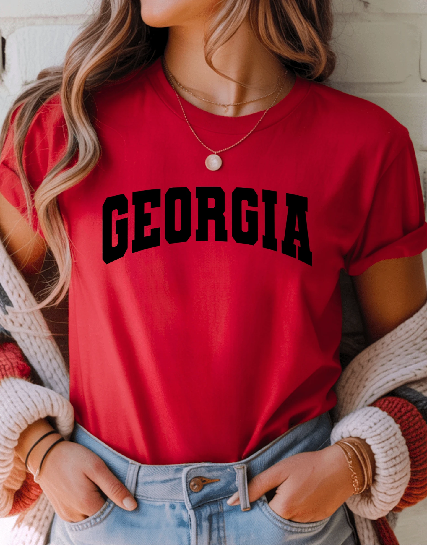 Georgia Varsity Arch Tee (Red/Black) by A&H Creative Co.