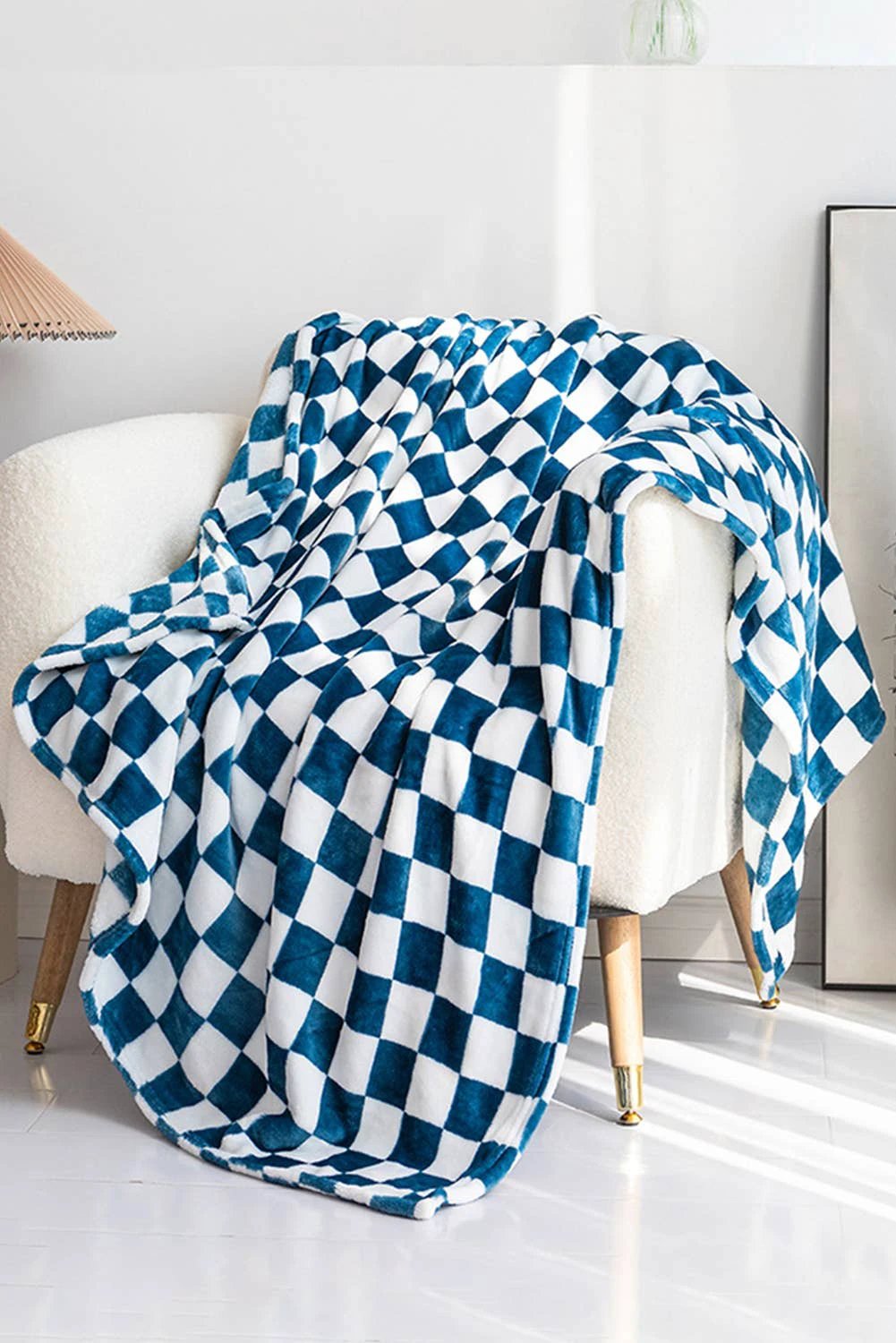 LDC Checkerboard Printed Soft Throw Blanket 120*200cm: Yellow by Little Daisy Closet
