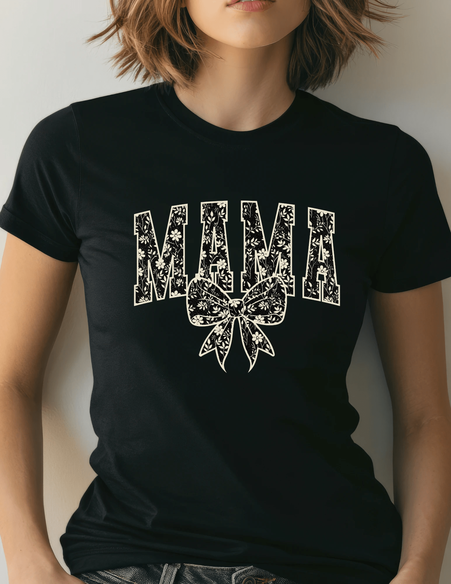 Floral Bow “MAMA” Graphic Tee - A&H Creative Co.