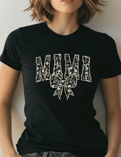 Floral Bow “MAMA” Graphic Tee - A&H Creative Co.