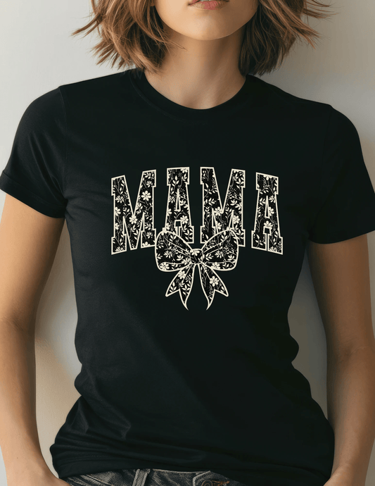 Floral Bow “MAMA” Graphic Tee - A&H Creative Co.