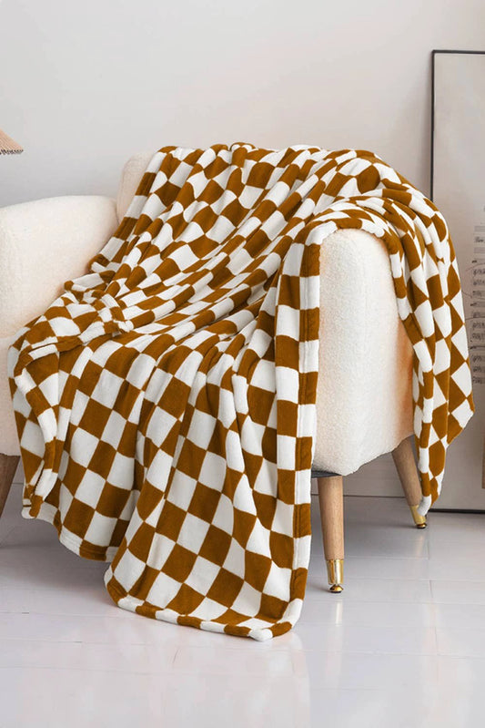 LDC Checkerboard Printed Soft Throw Blanket 120*200cm: Yellow by Little Daisy Closet