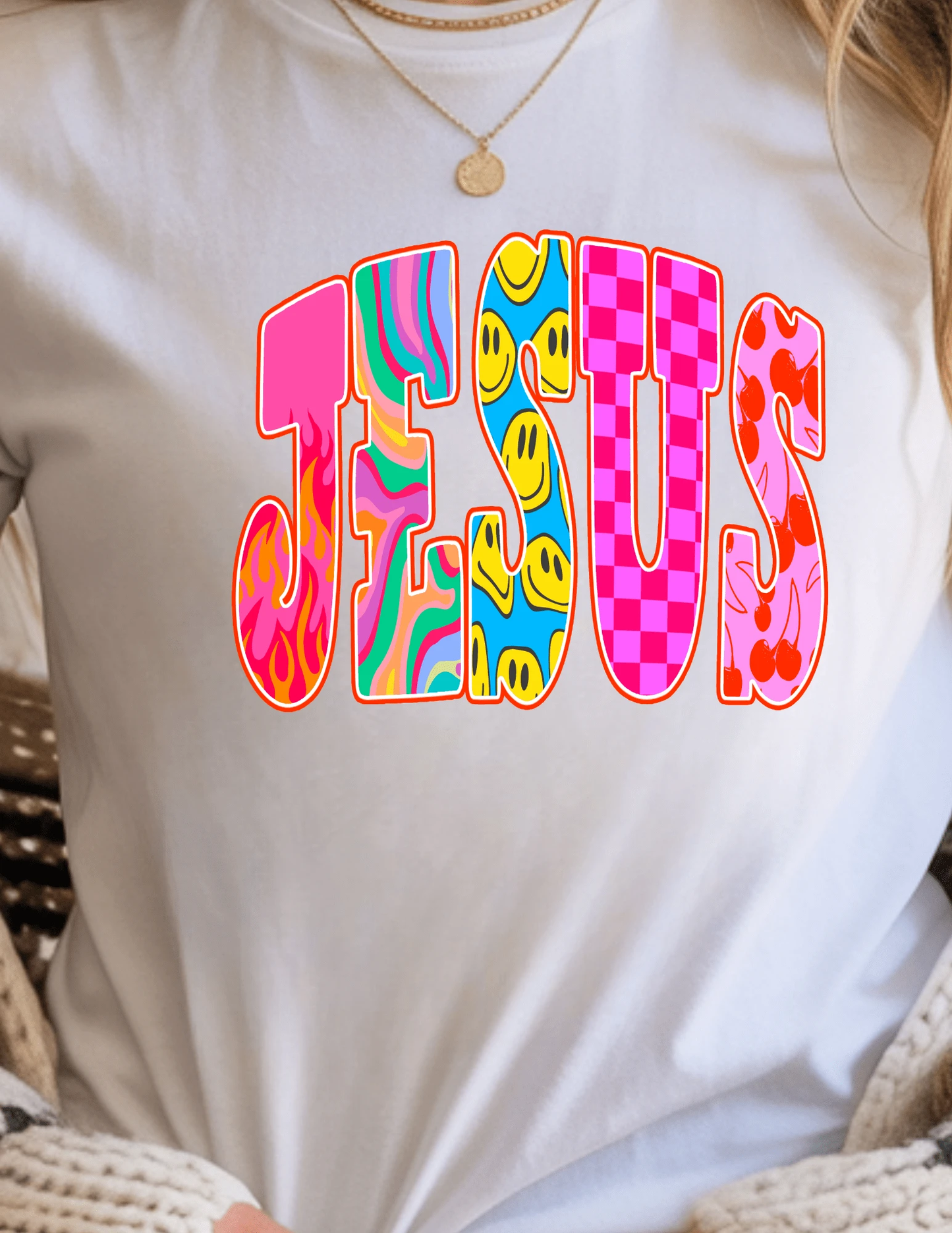 Retro “JESUS” Colorful Faith Tee by A&H Creative Co.