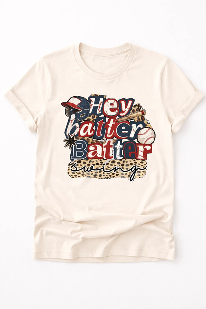 Hey Batter Batter Swing Baseball Tee by A&H Creative Co.