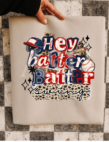 Hey Batter Batter Swing Baseball Tee - A&H Creative Co.