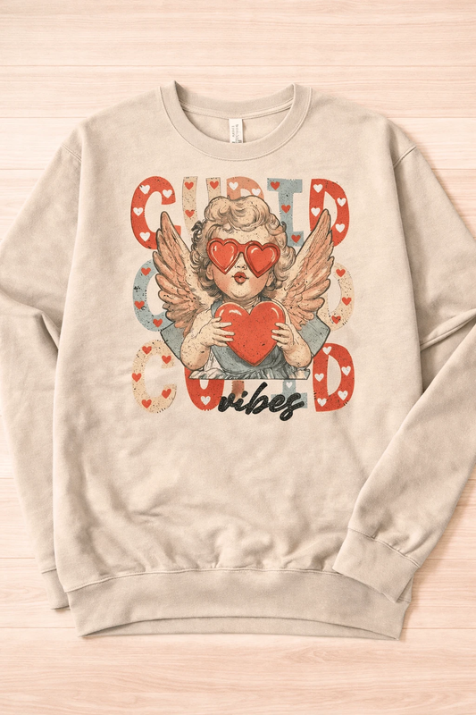 Cupid Vibes Vintage Valentine Sweatshirt by A&H Creative Co.