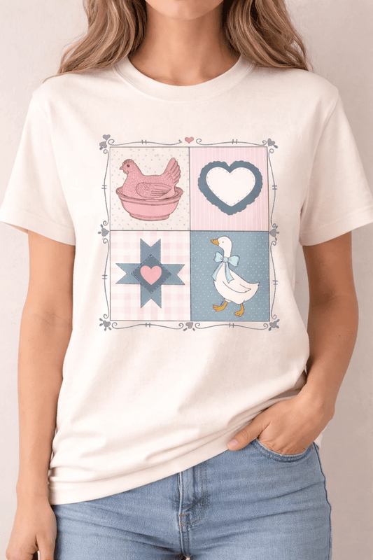 Vintage Hen, Heart & Goose Graphic Tee by A&H Creative Co.