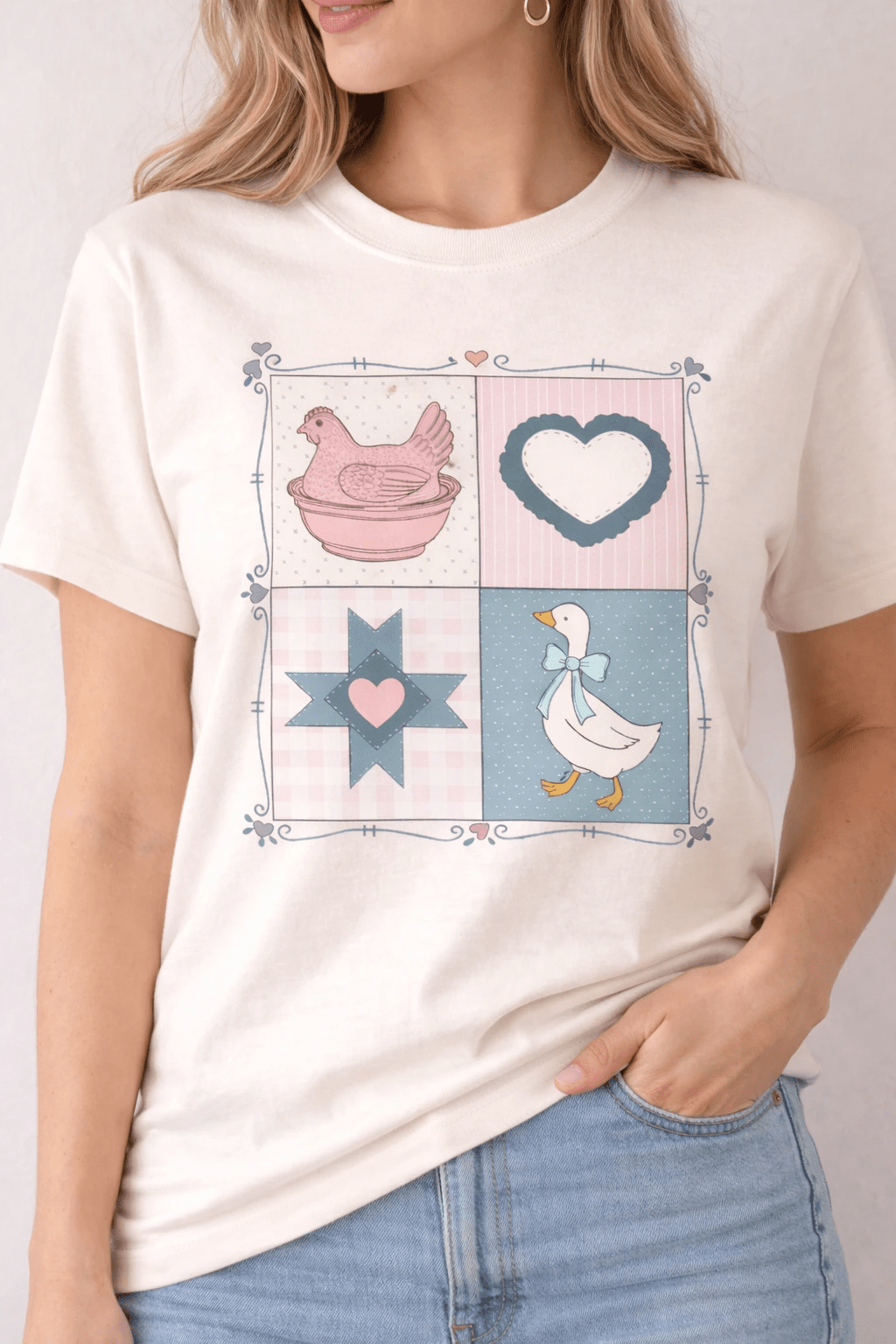 Vintage Hen, Heart & Goose Graphic Tee - A&H Creative Co.