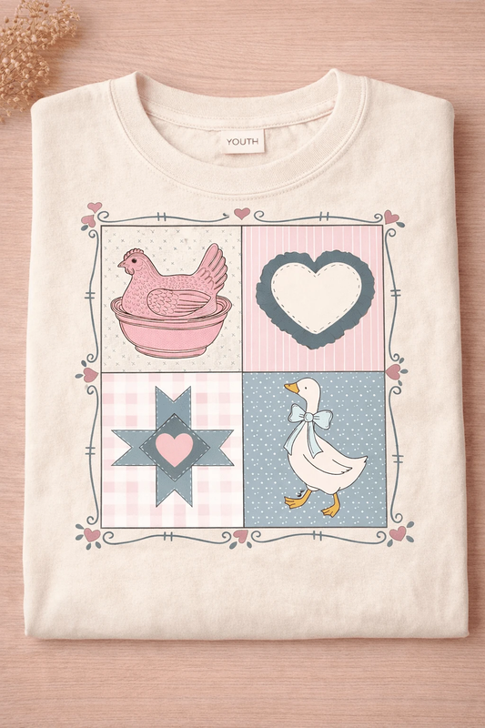 Vintage Hen, Heart & Goose Graphic Tee by A&H Creative Co.