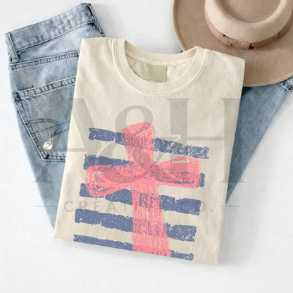 Distressed Cross & Stripes Graphic Tee