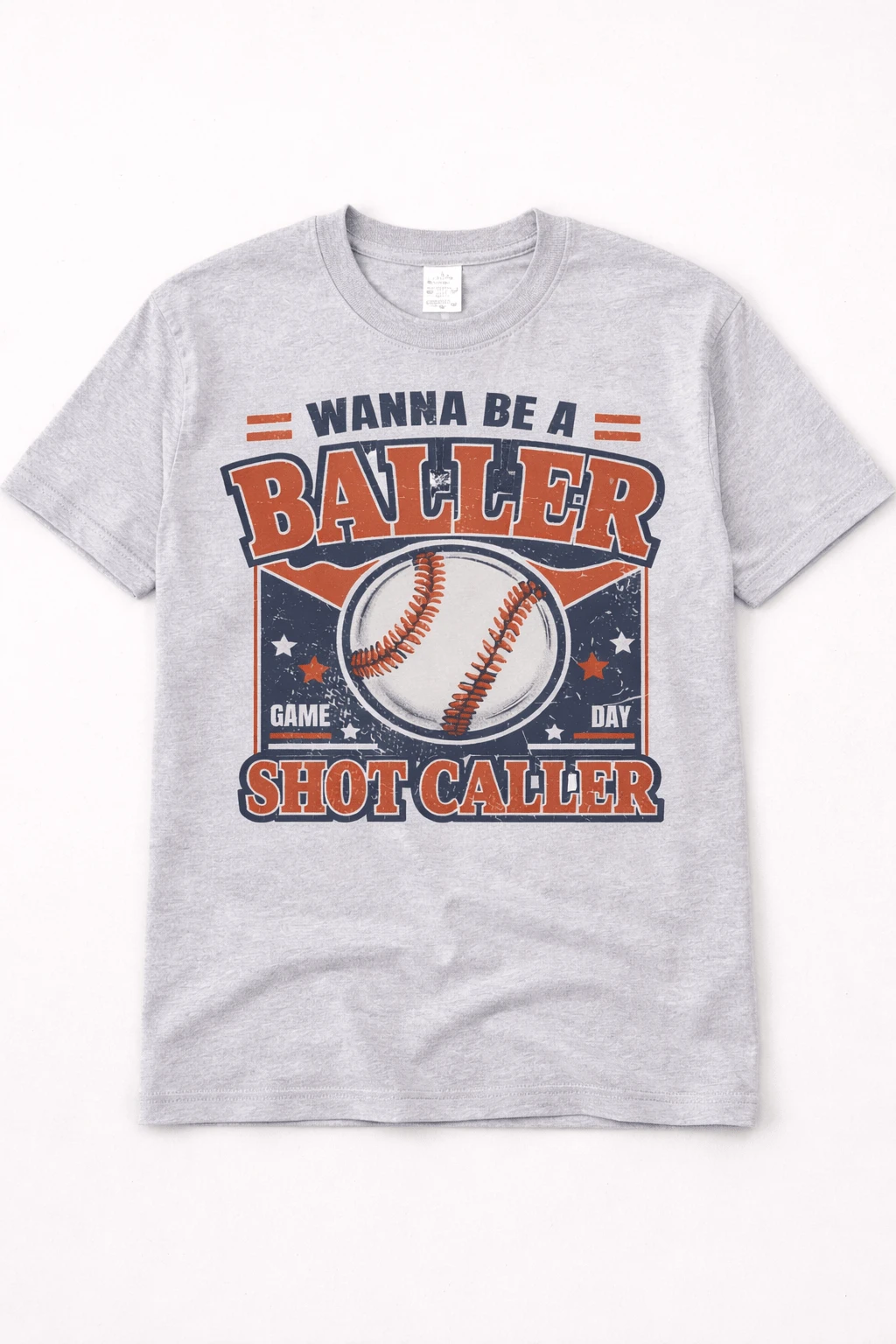 Wanna Be a Baller Shot Caller Tee (Baseball Game Day Graphic) by A&H Creative Co.