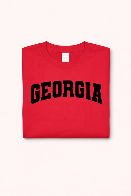 Georgia Varsity Arch Tee (Red/Black) by A&H Creative Co.
