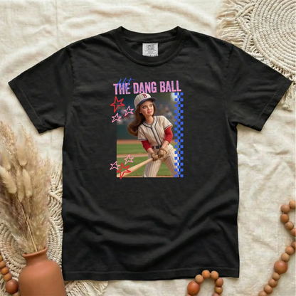 Hit the Dang Ball Tee (Retro Baseball Doll Graphic) – Black Short Sleeve by A&H Creative Co.