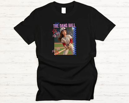 Hit the Dang Ball Tee (Retro Baseball Doll Graphic) – Black Short Sleeve by A&H Creative Co.