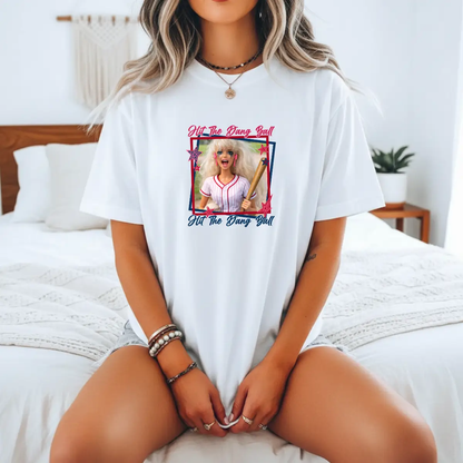 Hit the Dang Ball Tee (Retro Softball/Baseball Doll Graphic) – Short Sleeve by A&H Creative Co.