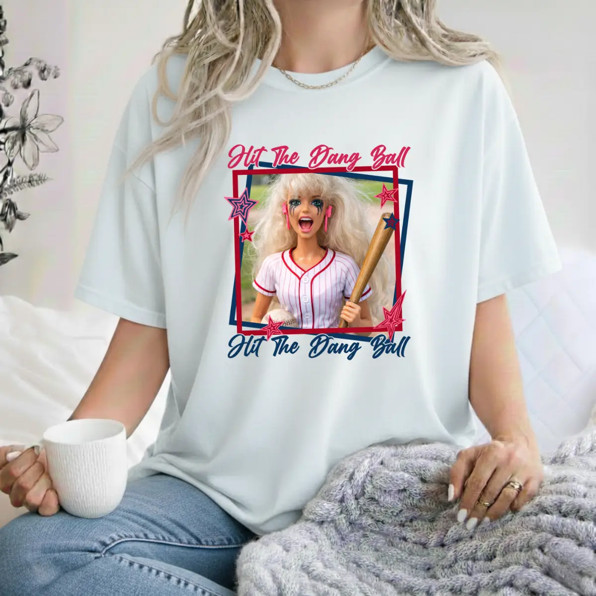 Hit the Dang Ball Tee (Retro Softball/Baseball Doll Graphic) – Short Sleeve by A&H Creative Co.