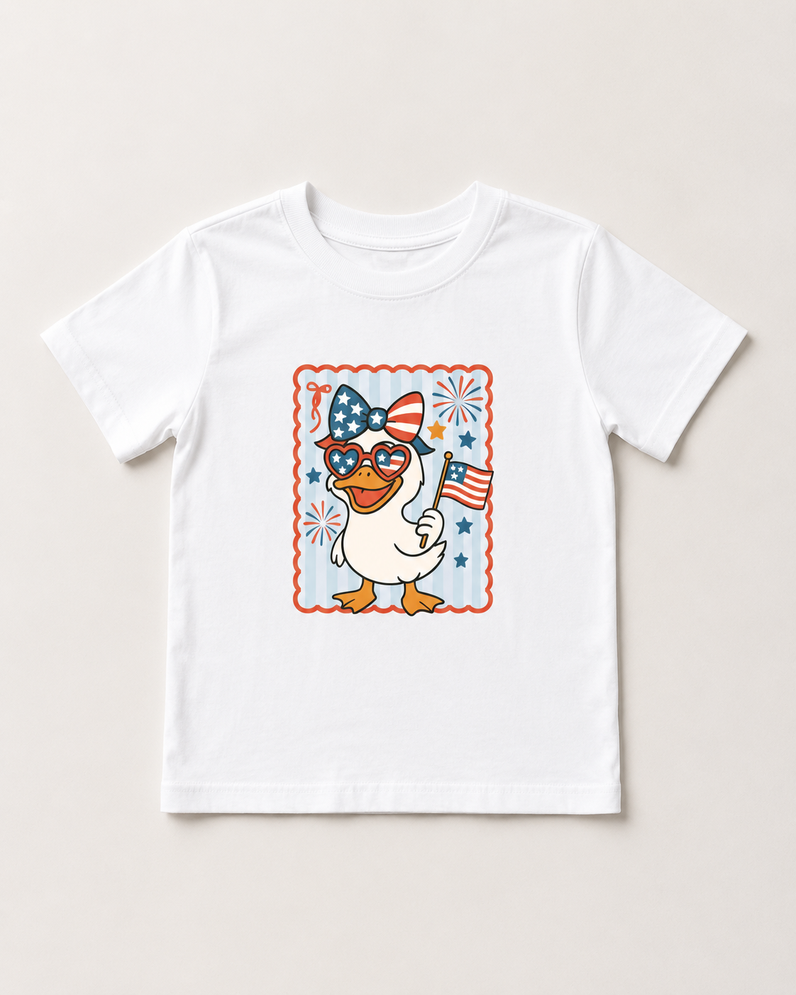 Patriotic Duck Kids T-Shirt | 4th of July Youth Tee | Stars & Stripes Duck Graphic