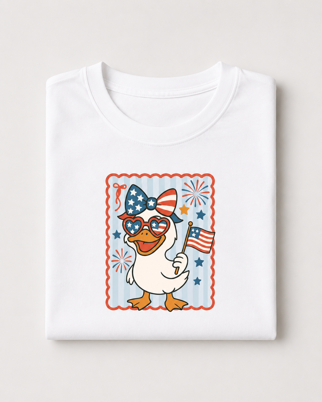 Patriotic Duck Kids T-Shirt | 4th of July Youth Tee | Stars & Stripes Duck Graphic