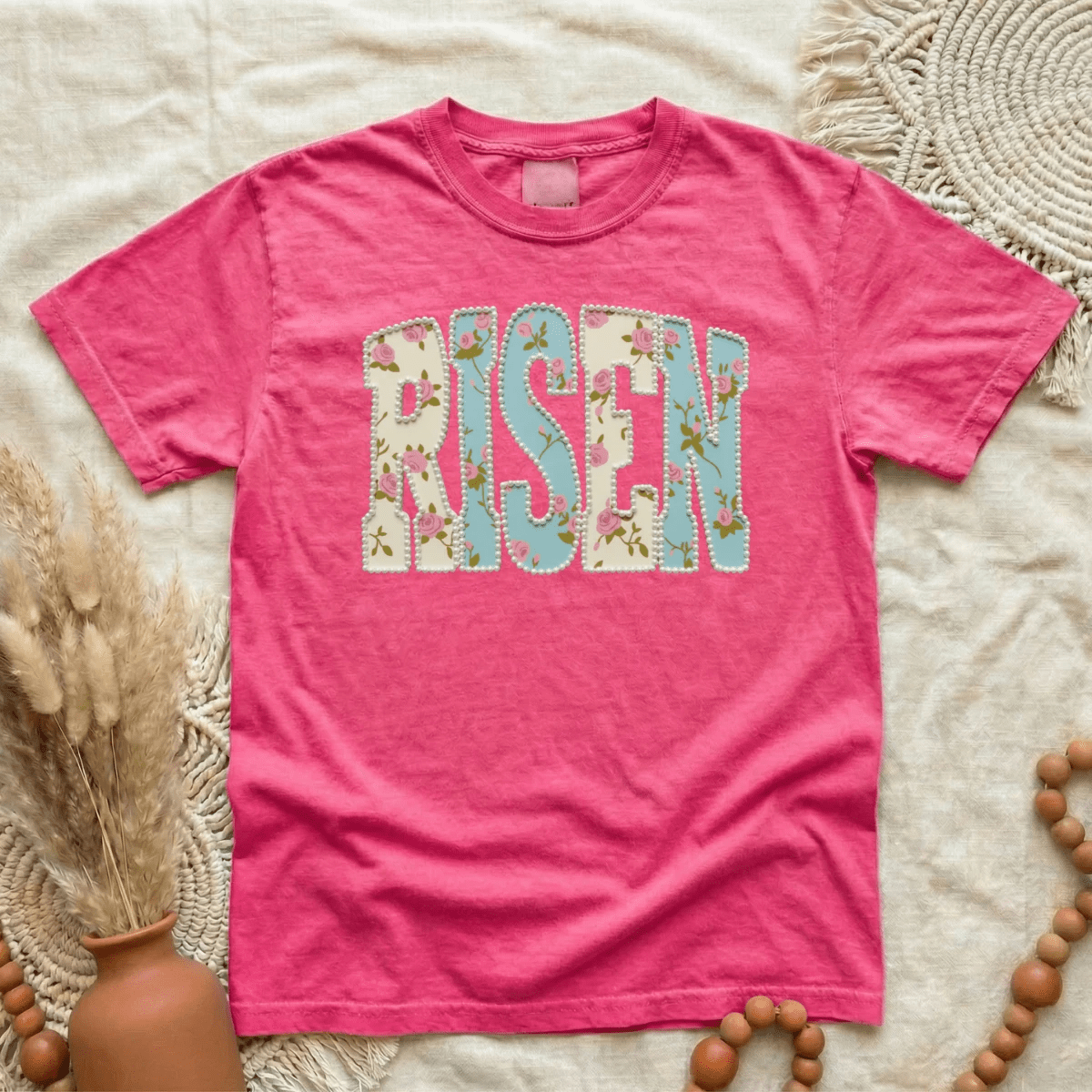 Floral Faith Word Tee (RISEN / AMEN / FAITH / PRAY) – Pearl - Accent Look - A&H Creative Co.