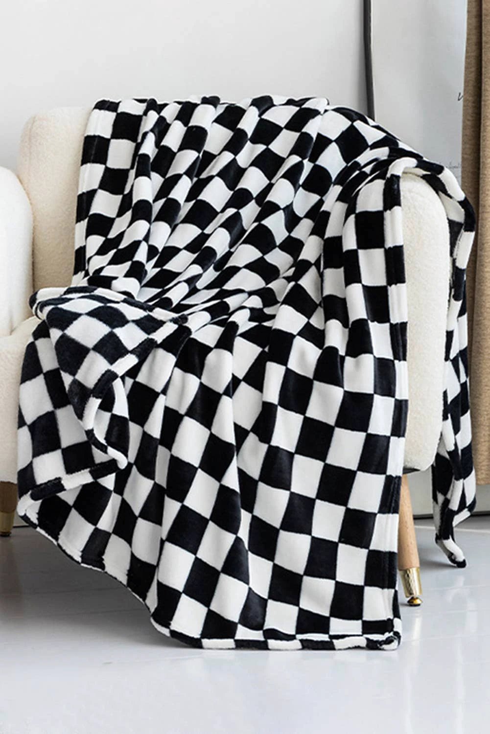 LDC Checkerboard Printed Soft Throw Blanket 120*200cm: Yellow by Little Daisy Closet